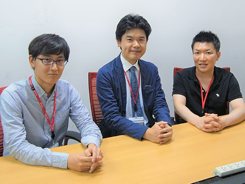 （写真左から）イノベーション統括部の林智紀氏、羽矢崎聡氏、石川雅意氏