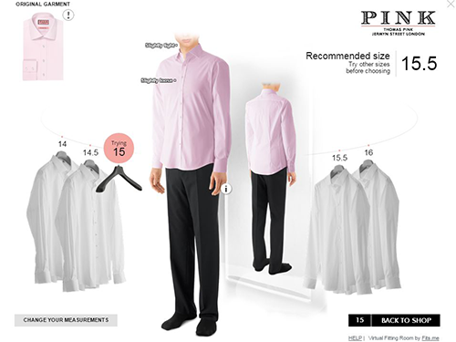 「トーマスピンク」のサイトで試着中の画像イメージ