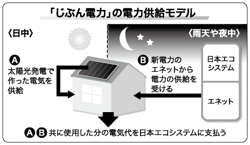 「じぶん電力」の電力供給モデル