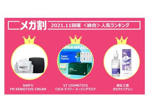 ２１年１１月の「メガ割」人気ランキングトップ３