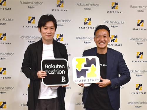 説明会に登壇した楽天グループ　上級執行役員　コマースカンパニー　ヴァイスプレジデント　松村亮氏（写真左）とバニッシュ・スタンダード　小野里寧晃ＣＥＯ