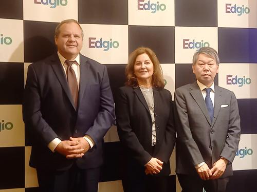 （左から）米・エッジオのボブ・ライオンズＣＥＯ、チーフマーケティング＆ストラテジーオフィサーのナンシー・マルソー氏、エッジオ・ジャパンの田所隆幸カントリーマネージャー
