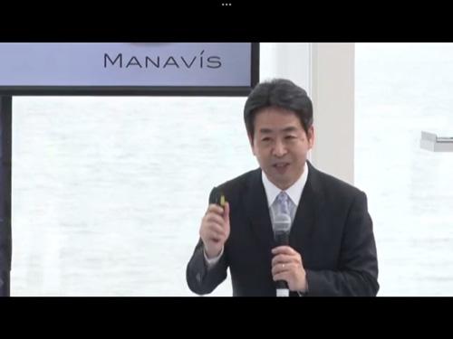 あいさつする兼子慎一社長