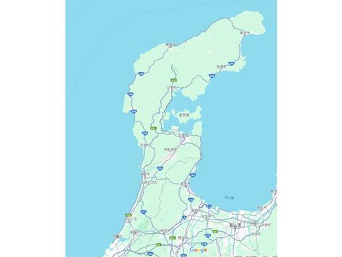 能登半島では北部へ続く道路の通行止めが続く（出典：Ｇｏｏｇｌｅマップ）