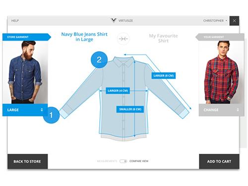 「バーチャサイズ」はイラストでサイズを比較できる