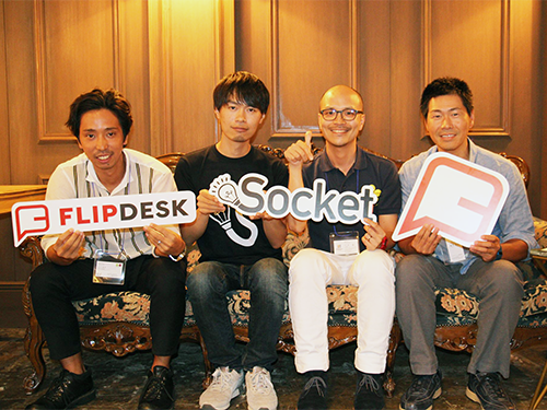 パネルディスカッションに参加したメンバー。（写真左から）ディノス・セシールの石川CEO、進行役を務めたソケットの安達執行役員、メガネスーパーの川添GM、アクティブの藤原CEO