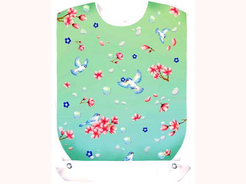 「介護用ほほえみエプロン」桜と小鳥