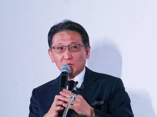 発表会に登壇した、熊本大学の尾池雄一教授